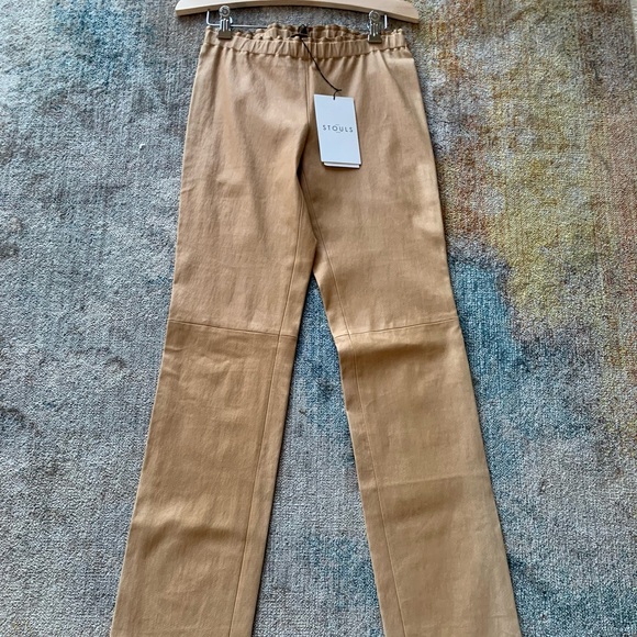 Stouls leather pants size large Camel - Picture 3 of 11